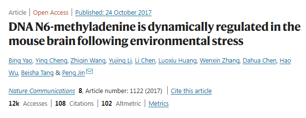 最近在哺乳動物細胞中發現了一種新的DNA腺嘌呤修飾，N(6)-甲基腺嘌呤