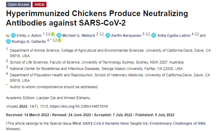 在雞蛋中產生針對SARS-CoV-2刺突蛋白的抗體的相關研究