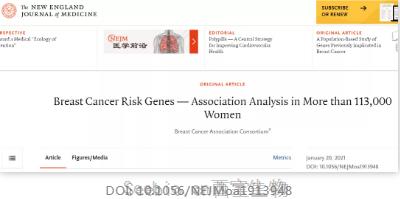 NEJM：超11萬女性樣本研究揭示，具有這些基因，乳腺癌更易“找上門”