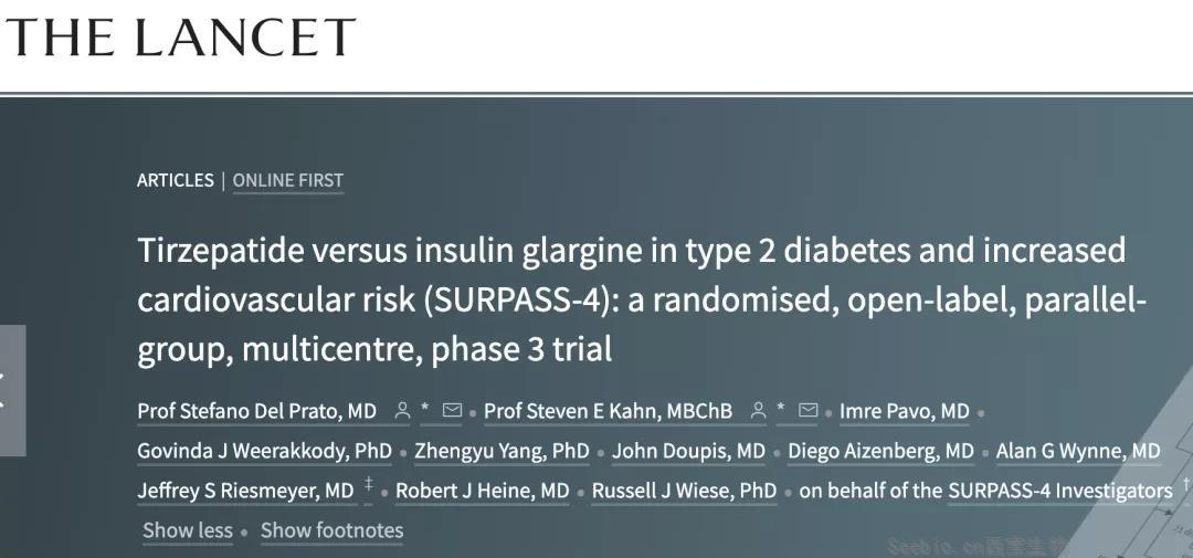 柳葉刀：大隊列3期臨床研究表明Tirzepatide治療2型糖尿病的療效優于甘精胰島素